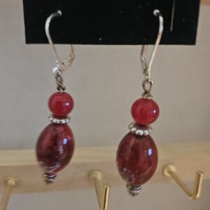 Red Glass Beaded Earrings